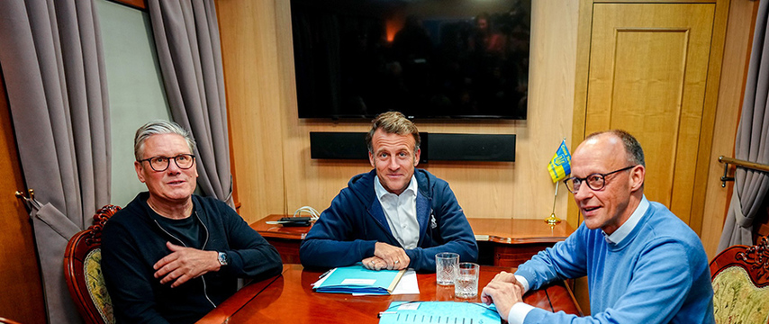 К. Стармер, Э. Макрон, Ф. Мерц